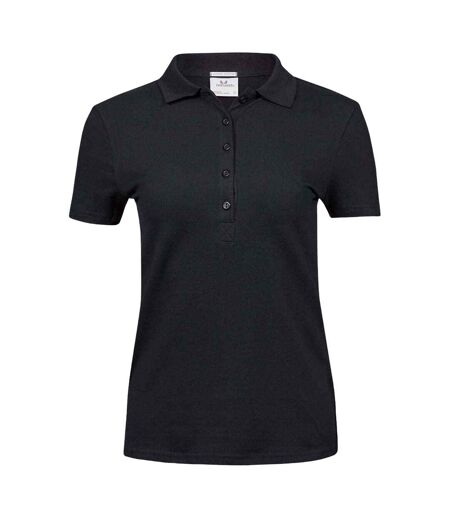 Womens/ladies luxury stretch polo shirt black Tee Jays