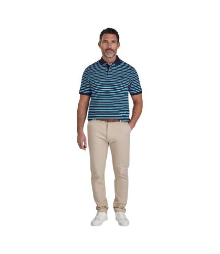 Polo Motif/style Triple Rayures Homme Bleu Marine Raging Bull