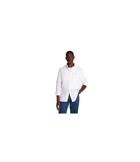 Mens Linen Regular Long-sleeved Shirt Optic White Tommy Hilfiger