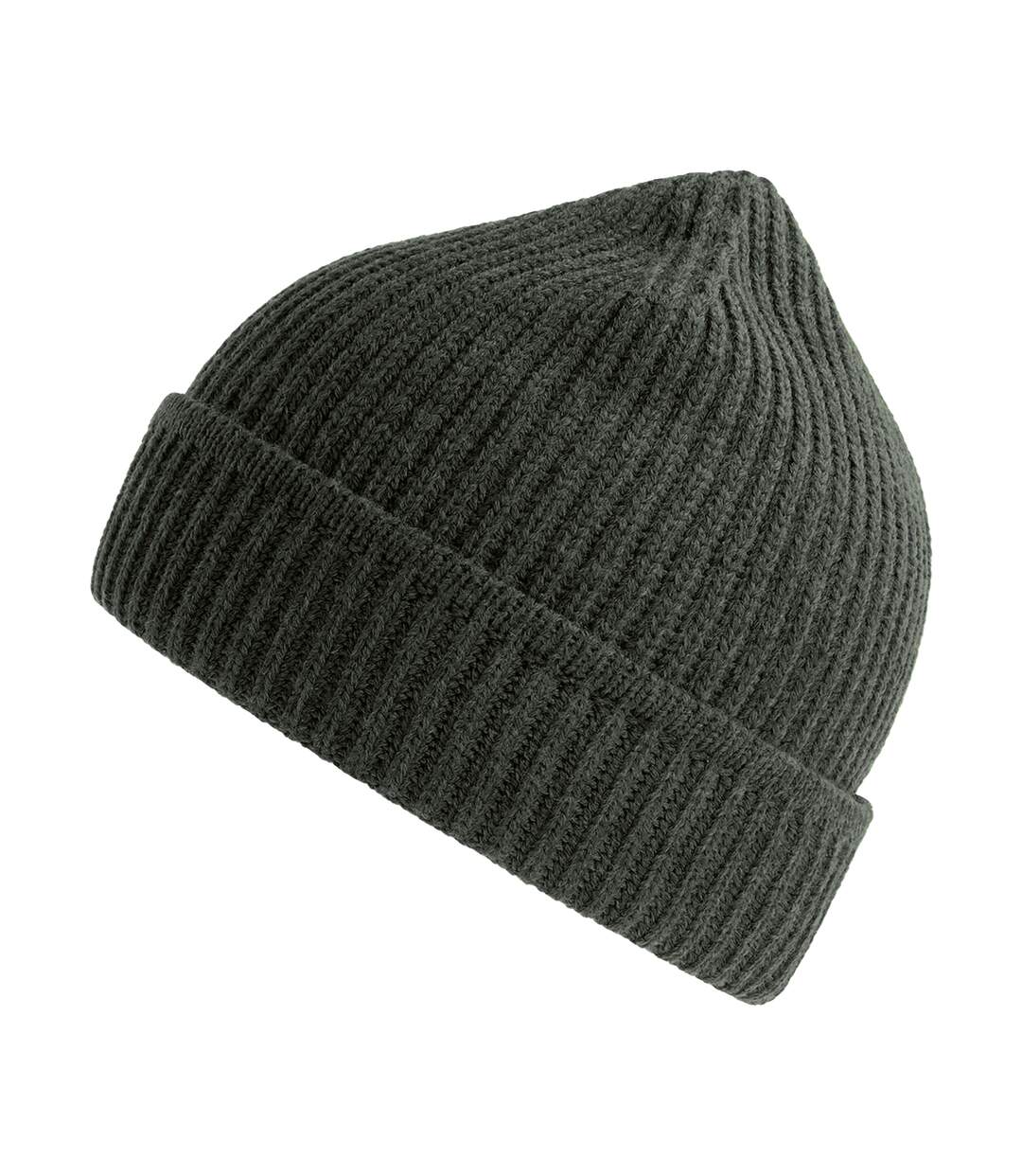 Unisex adult maple ribbed recycled beanie dark grey melange Atlantis-1