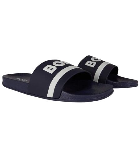 Claquettes Motif/style Lettrage Femme Bleu Marine Boss