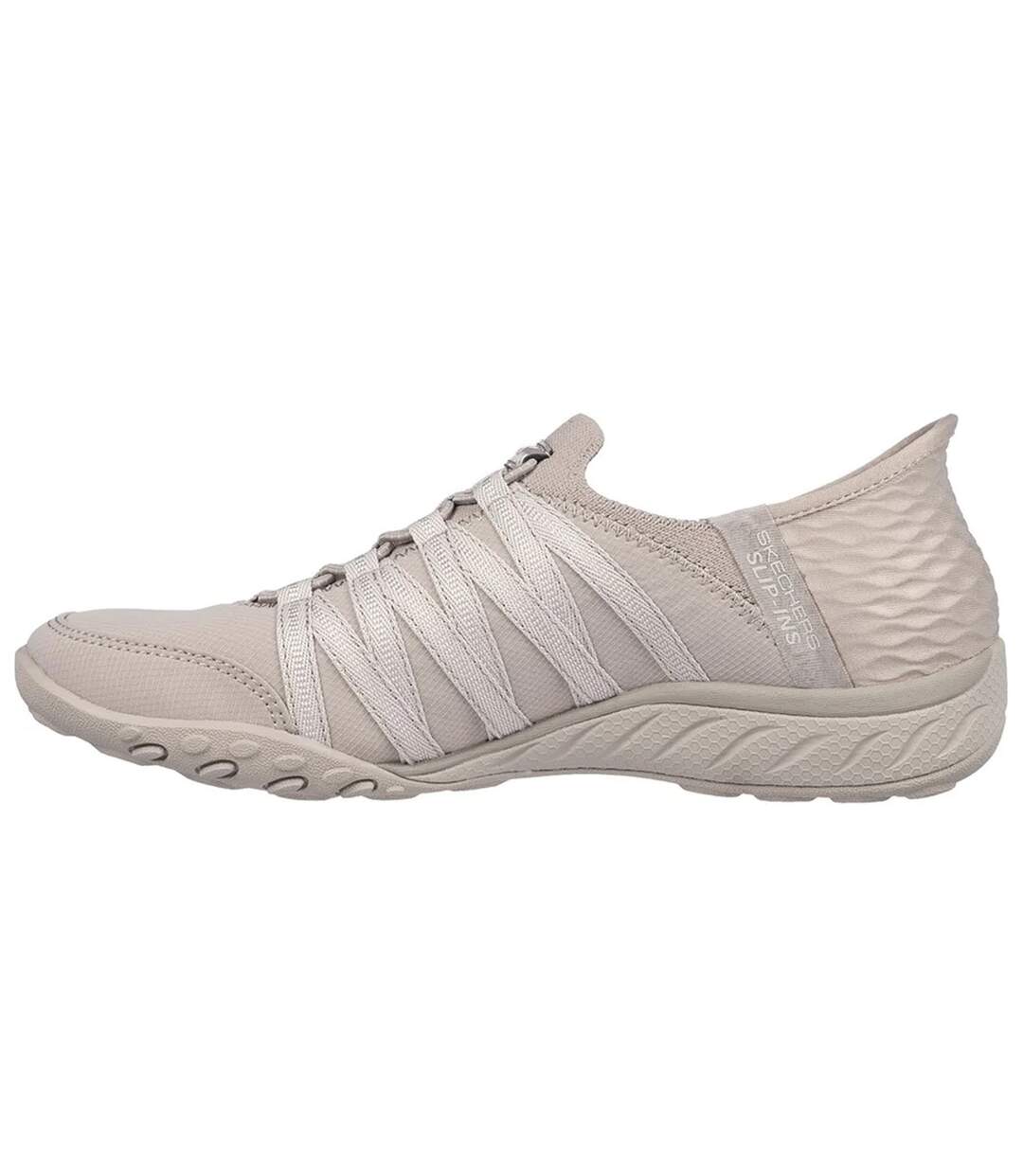 Womens/ladies Breathe Easy Roll With Me Trainers Taupe Skechers-2