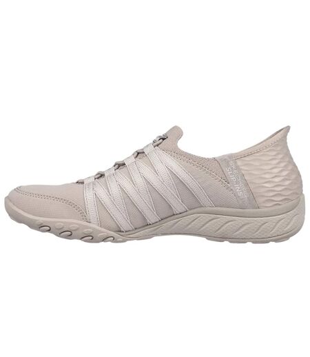 Womens/ladies Breathe Easy Roll With Me Trainers Taupe Skechers