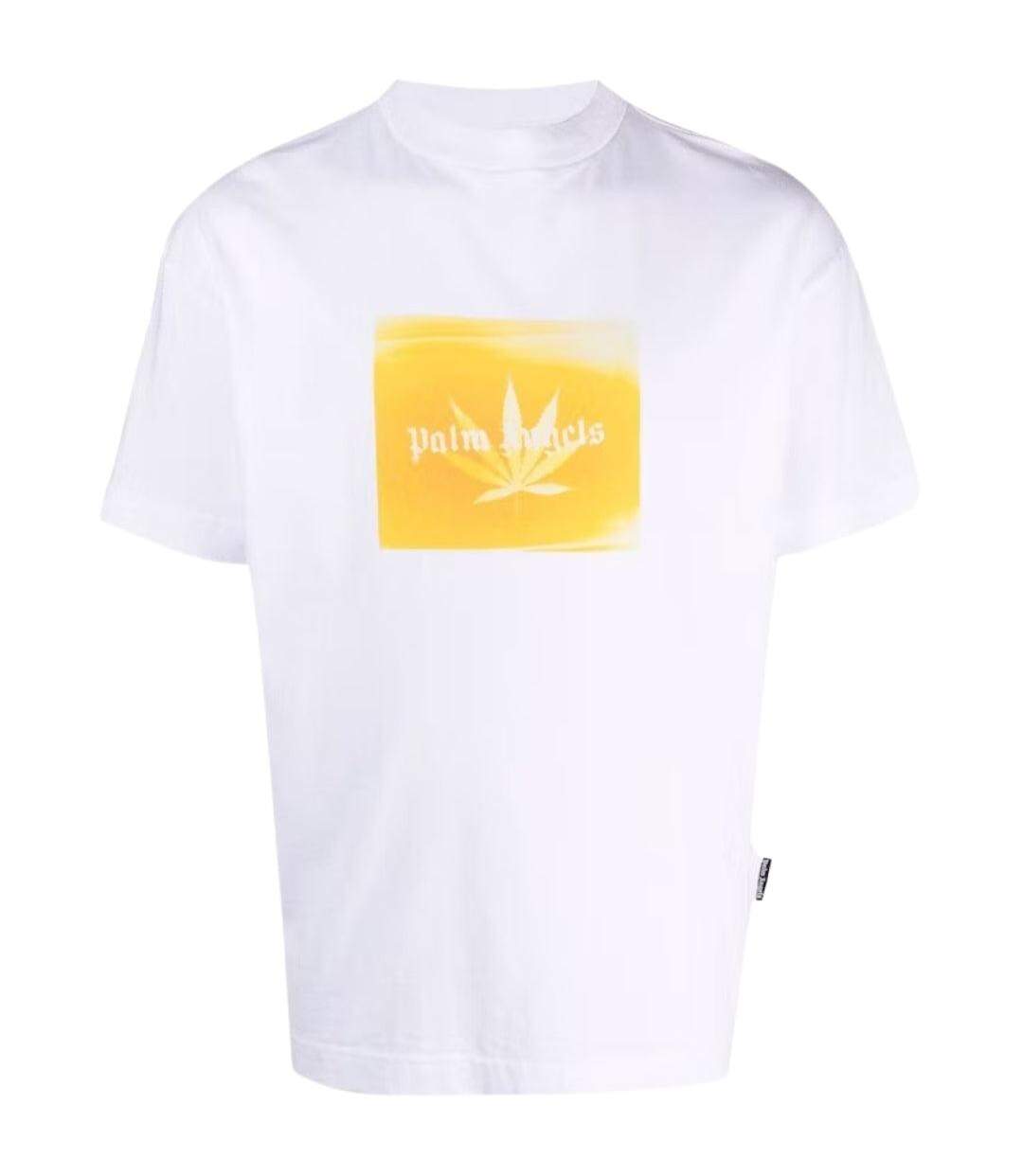 T-shirt Motif/style Feuille Classic Homme Blanc Jaune Palm Angels-1