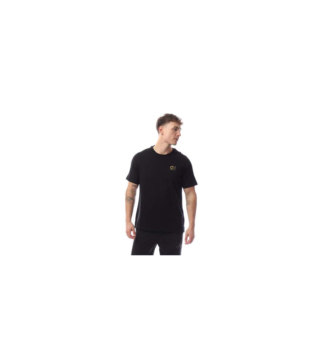 T-shirt Motif/style Holographique Homme Noir Jaune Or Cruyff-1
