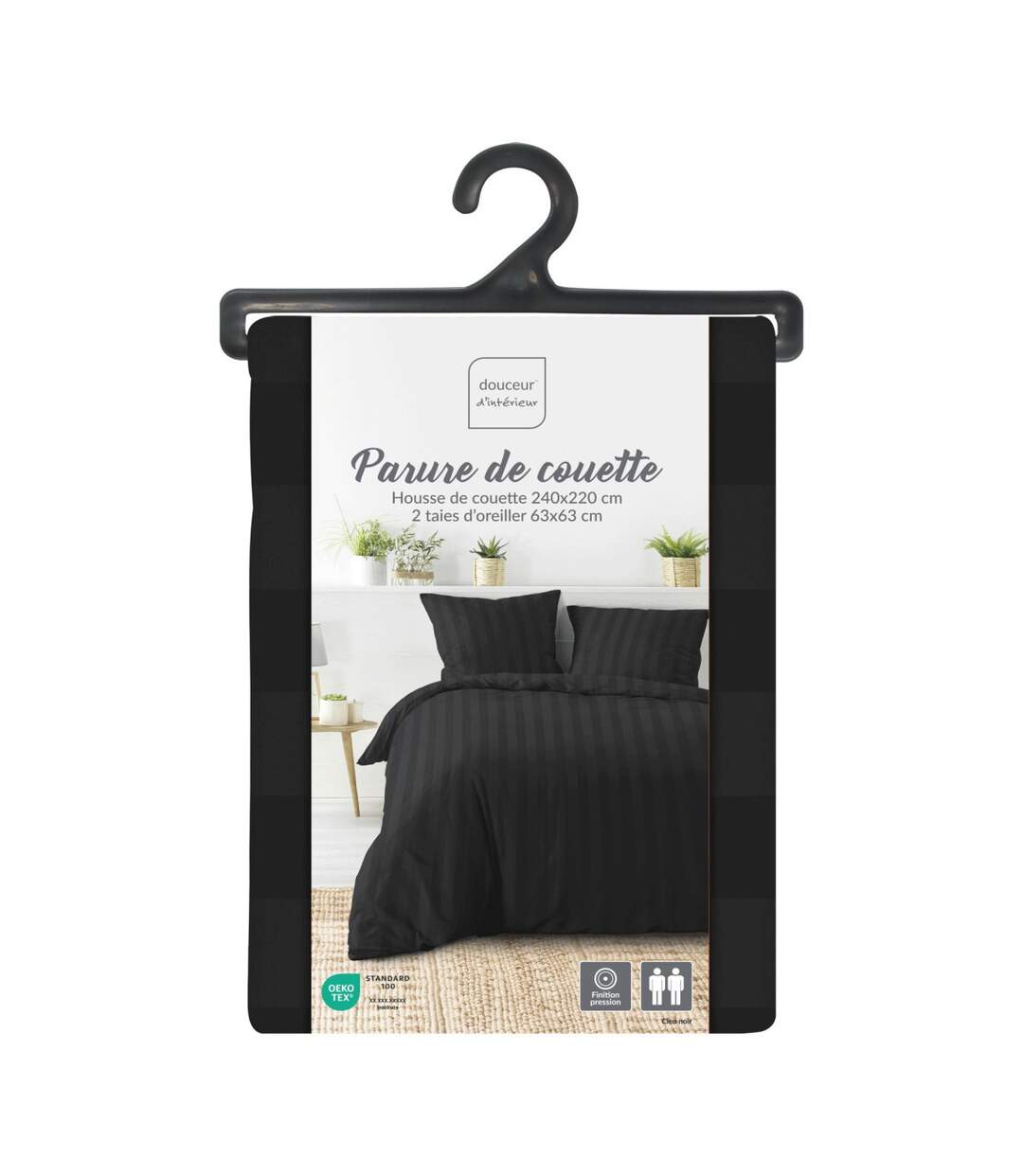 Parure de Lit 3 Pièces Cleo 240x220cm Noir-4