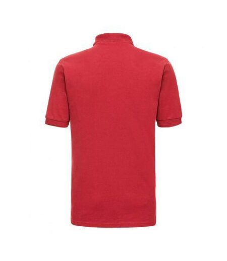 Russell Mens Ripple Collar & Cuff Short Sleeve Polo Shirt (Bright Red)