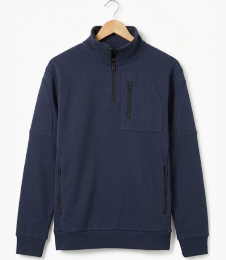 CHALLENGER PERCEVAL1 — Sweat col camionneur marine : le confort thermique et fonctionnel au quotidien