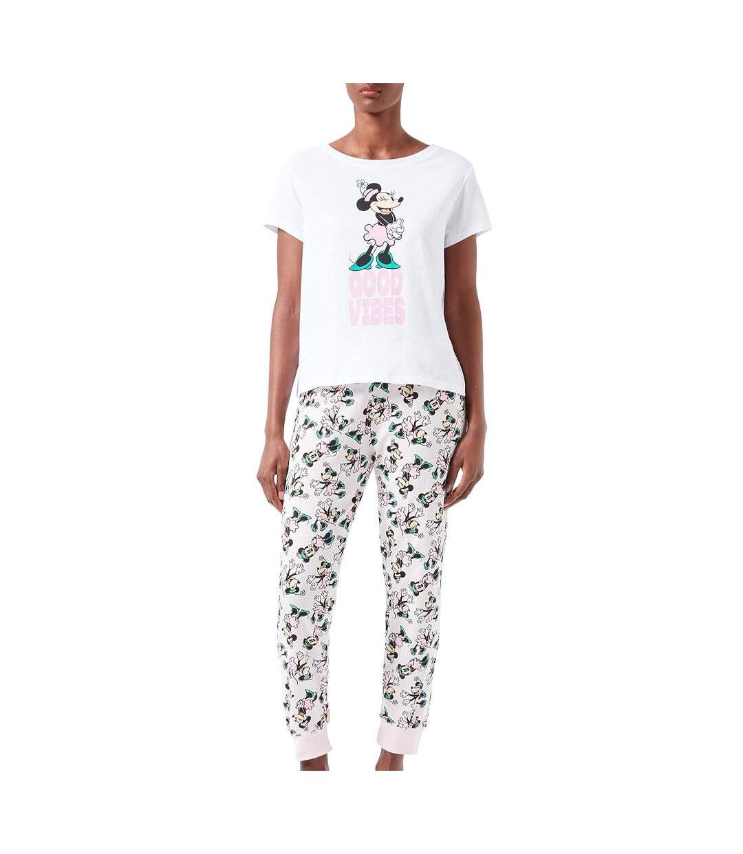 Pyjama blanc/noir femme disney good vibes minnie-1