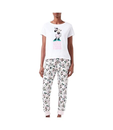 Pyjama blanc/noir femme disney good vibes minnie