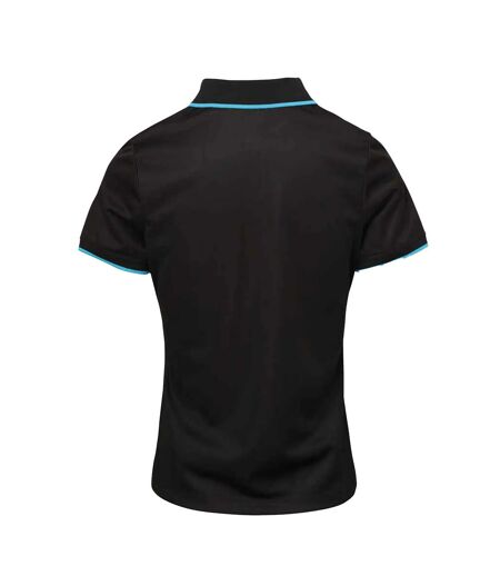 Premier Womens/Ladies Contrast Coolchecker Polo Shirt (Black/Turquoise) - UTRW5519