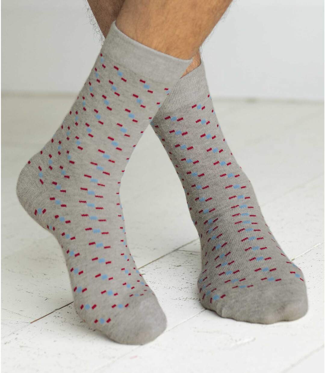Pack of 4 Pairs of Men's Patterned Socks - Anthracite Light Grey Atlas For Men