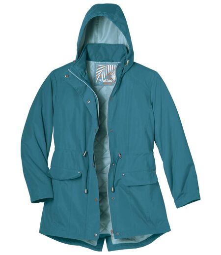 Women's Blue Water-Repellent Quilted Parka
