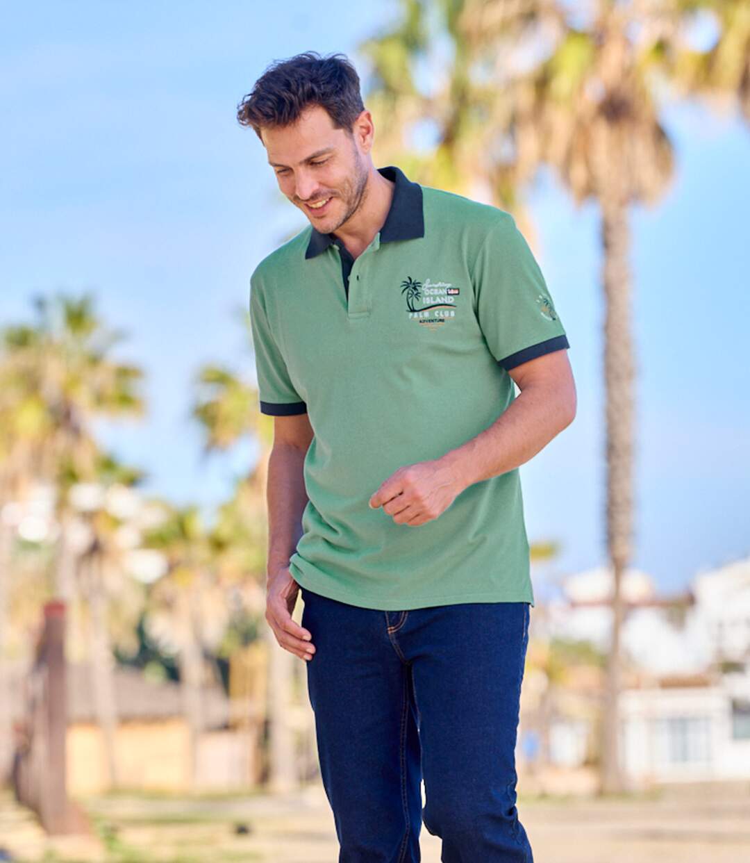 Paquet de 2 polos en maille piquée homme - vert marine-3