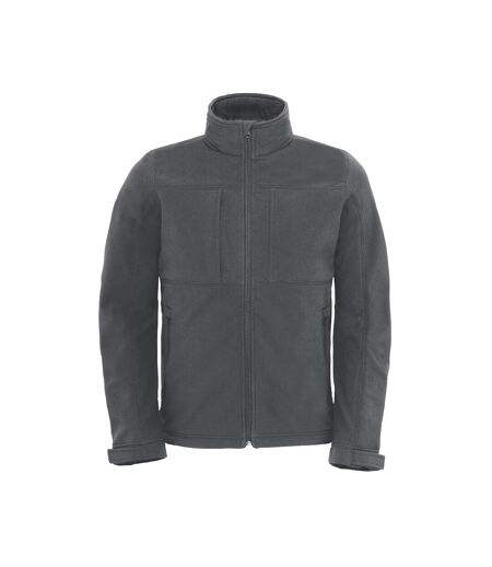 B&C Mens Hooded Softshell Breathable, Waterproof & Windproof Jacket (Fleece Lini (Dark Grey) - UTBC2001