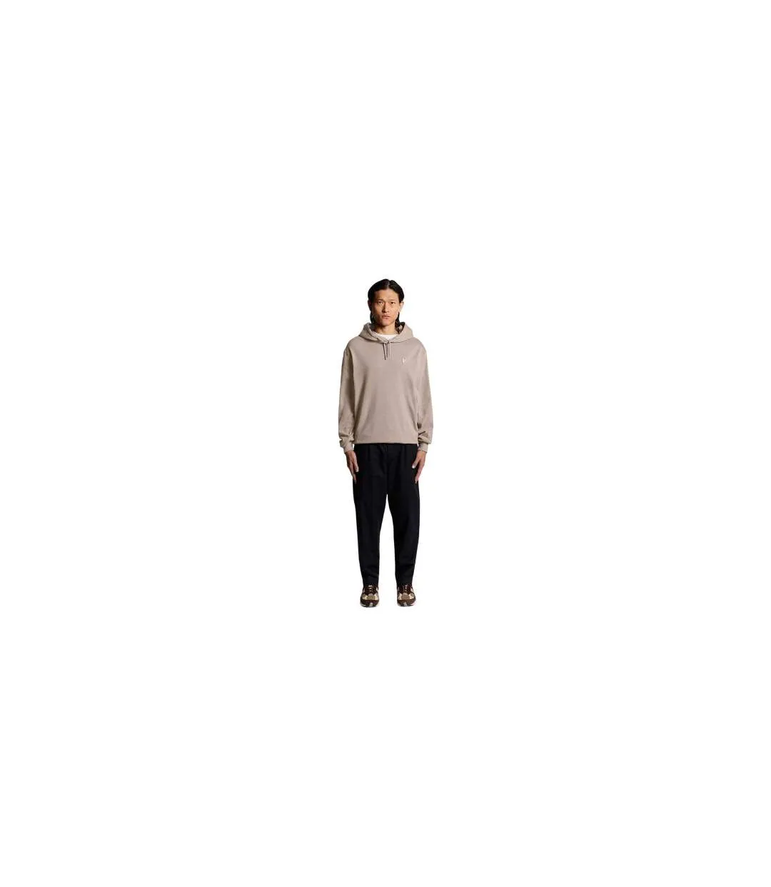 Mens Cotton Blend Heavyweight Regular Pullover Hoodie Brown Lyle & Scott-1