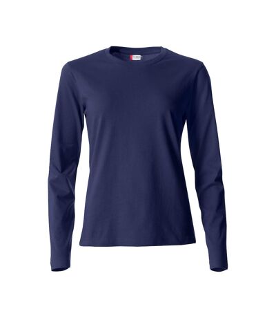 Womens/ladies Basic Long-sleeved T-shirt Dark Navy Clique