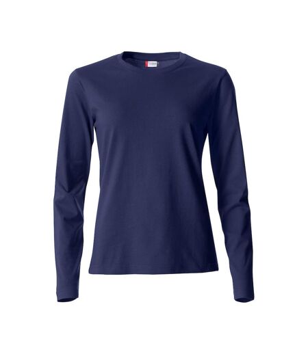 Womens/ladies Basic Long-sleeved T-shirt Dark Navy Clique