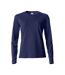 Womens/ladies Basic Long-sleeved T-shirt Dark Navy Clique-1