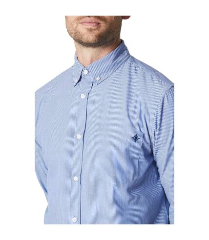 Maine Mens Ticking Stripe Classic Long-Sleeved Shirt (Blue) - UTDH6720