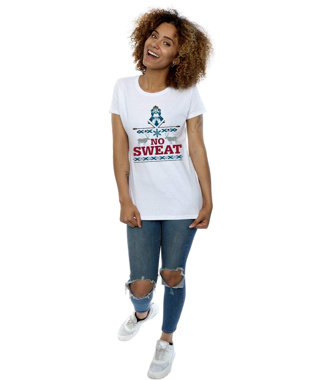 Disney T-shirt en coton sans sueur Frozen Oaken pour femmes/femmes (Blanc) - UTBI21955-4