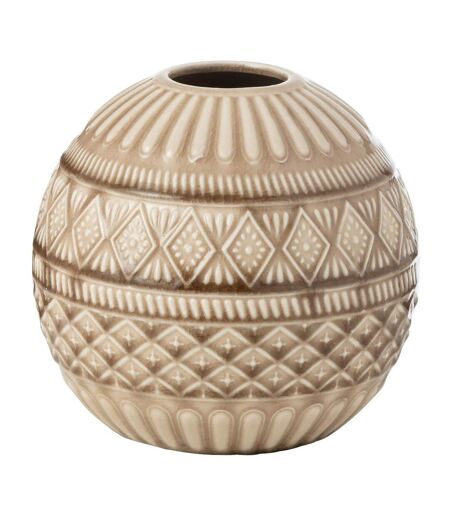 Vase Boule en Porcelaine Ethnique 19cm Beige