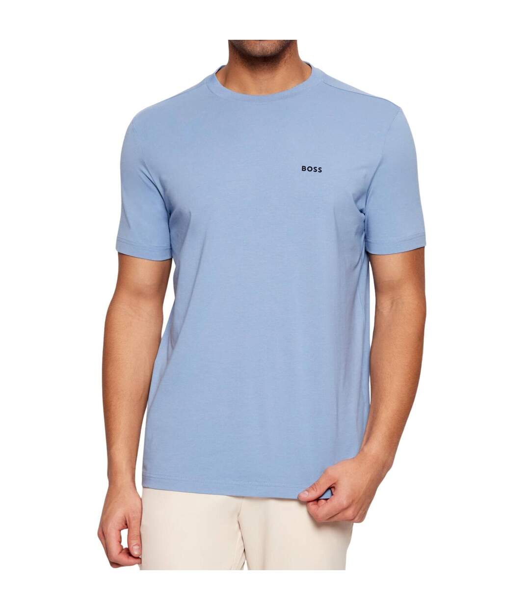 Mens Stretch Regular T-shirt Light Blue Boss-1