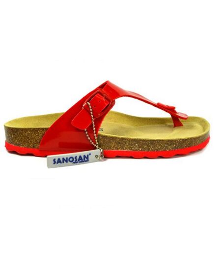 Sanosan Womens/Ladies Geneve Lacquered Leather Sandals (Red/Brown) - UTBS3125