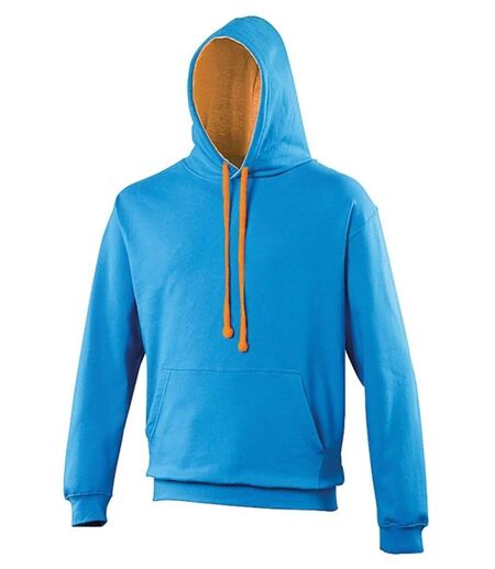 Sweat à capuche contrastée unisexe - JH003 - bleu roi et orange