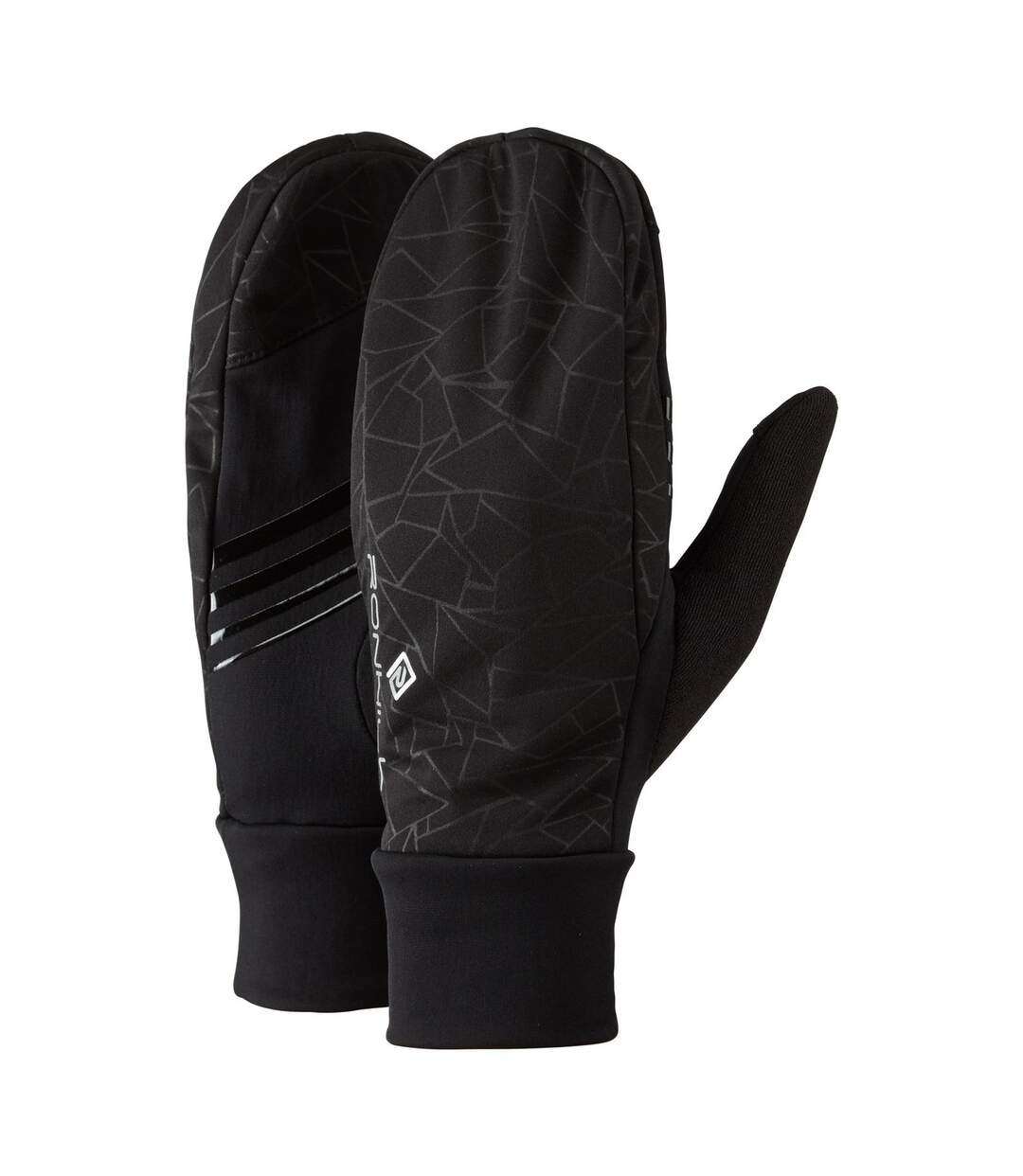 Unisex adult logo mittens black Ronhill-1