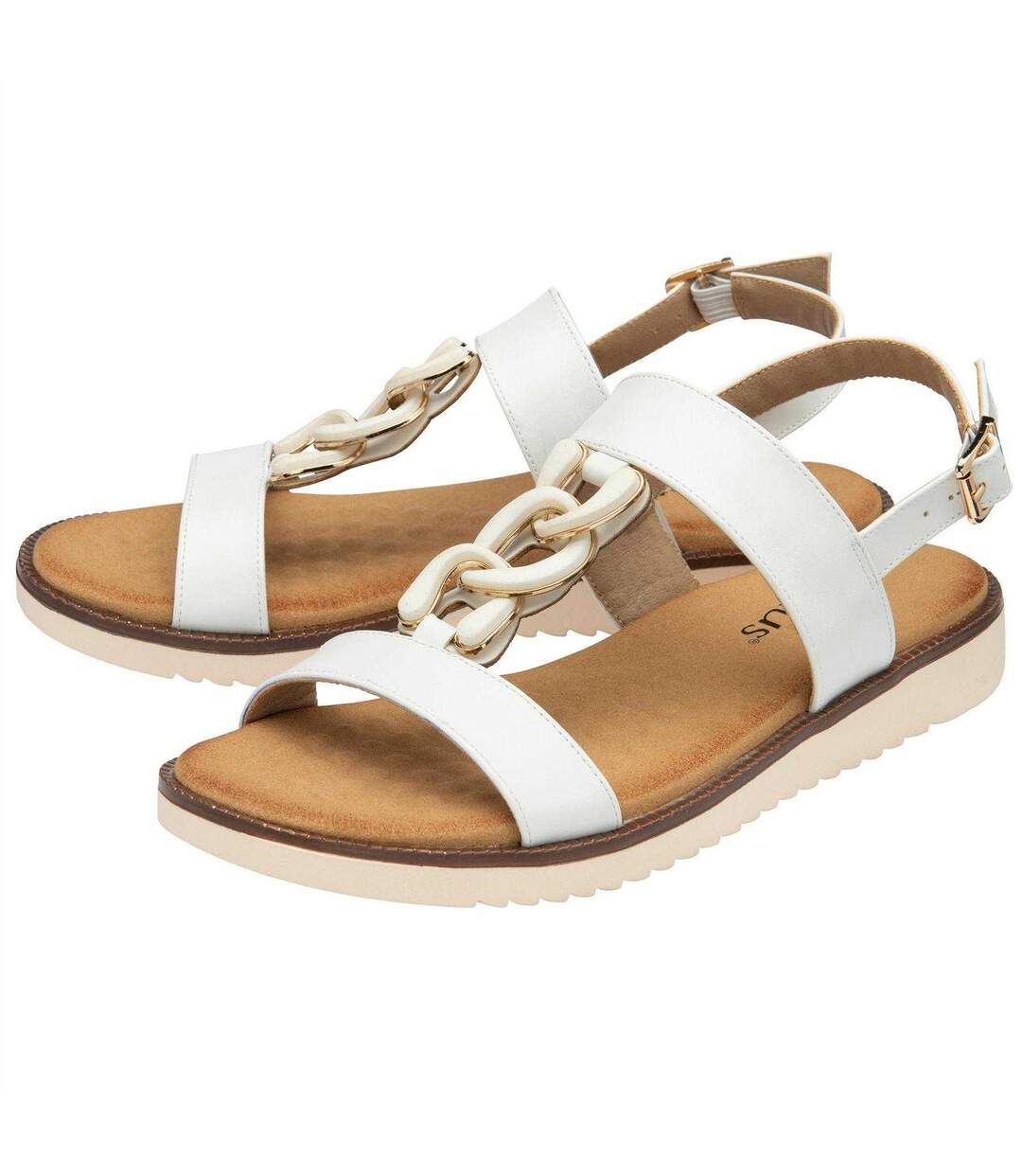 Womens/ladies Joana Chain Detail Sandals White Lotus Shoes-3