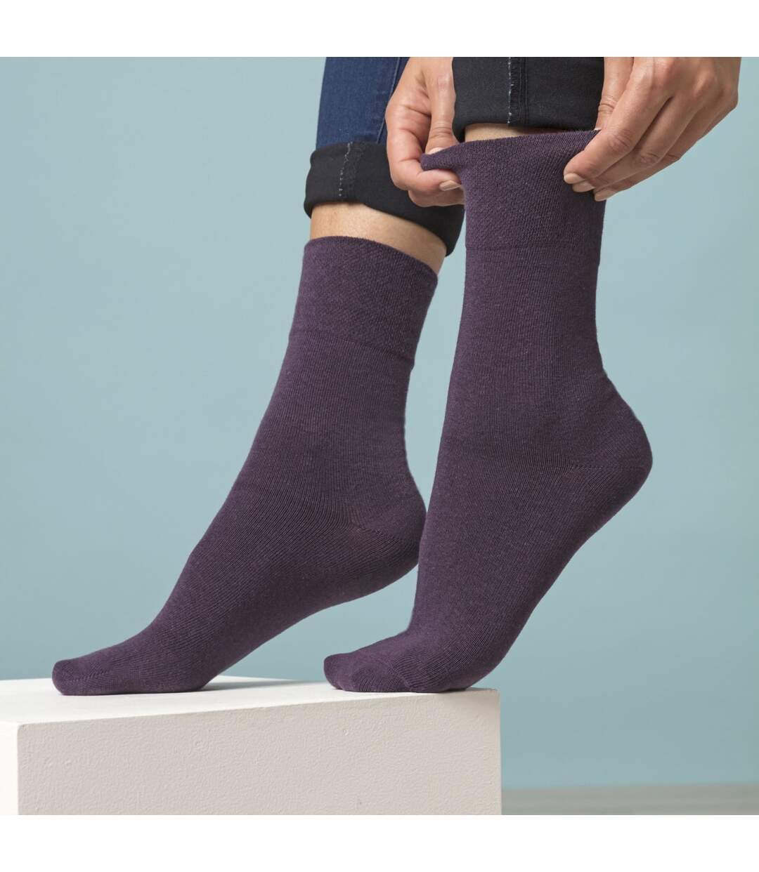 6 Pack Ladies Non Elastic Soft Top Cotton Diabetic Socks-5