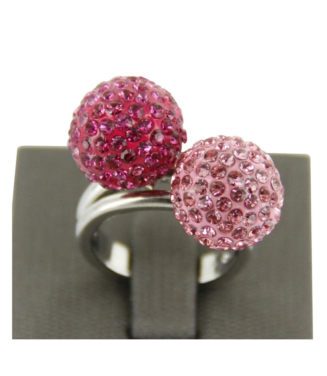 Jolie Bague Femme Boules Strass Roses DAPHNEE-1