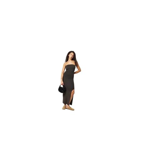 Womens/ladies Ribbed Bandeau Slim Maxi Dress Espresso Jack Wills