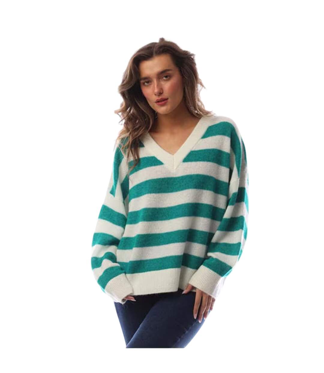 Womens/ladies Knitted Relaxed Fit Drop Sleeve Sweater Top Brown Boss-4
