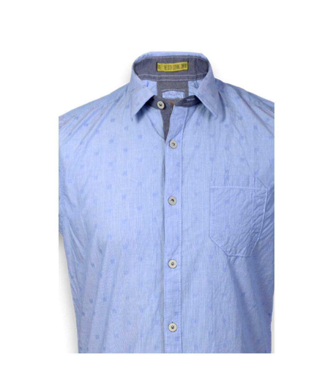 Chemise homme manches courtes de couleur bleu-4