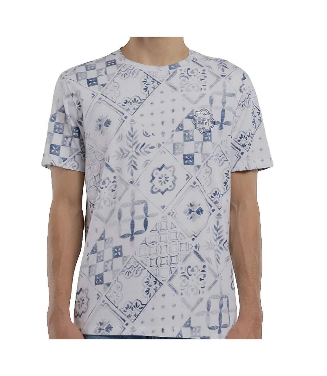 T-Shirt bleu/blanc homme teddy smith tareski-1