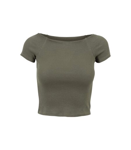T-shirt Motif/style Côtelé Femme Olive Urban Classics