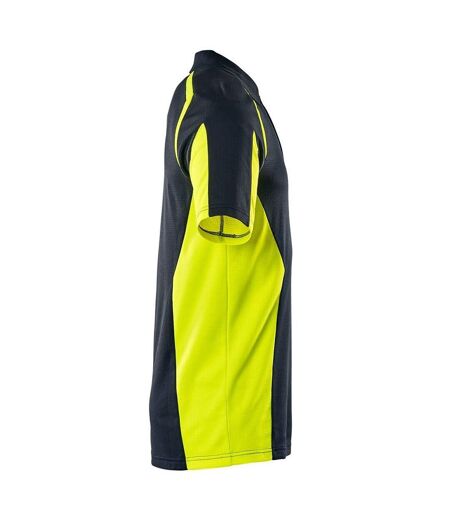 Mens Accelerate Safe Hi-vis Polo Shirt Dark Navy Yellow Mascot