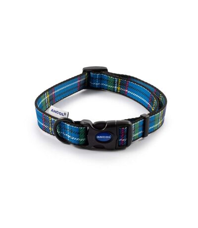 Tartan dog collar 30cm 50cm blue Ancol