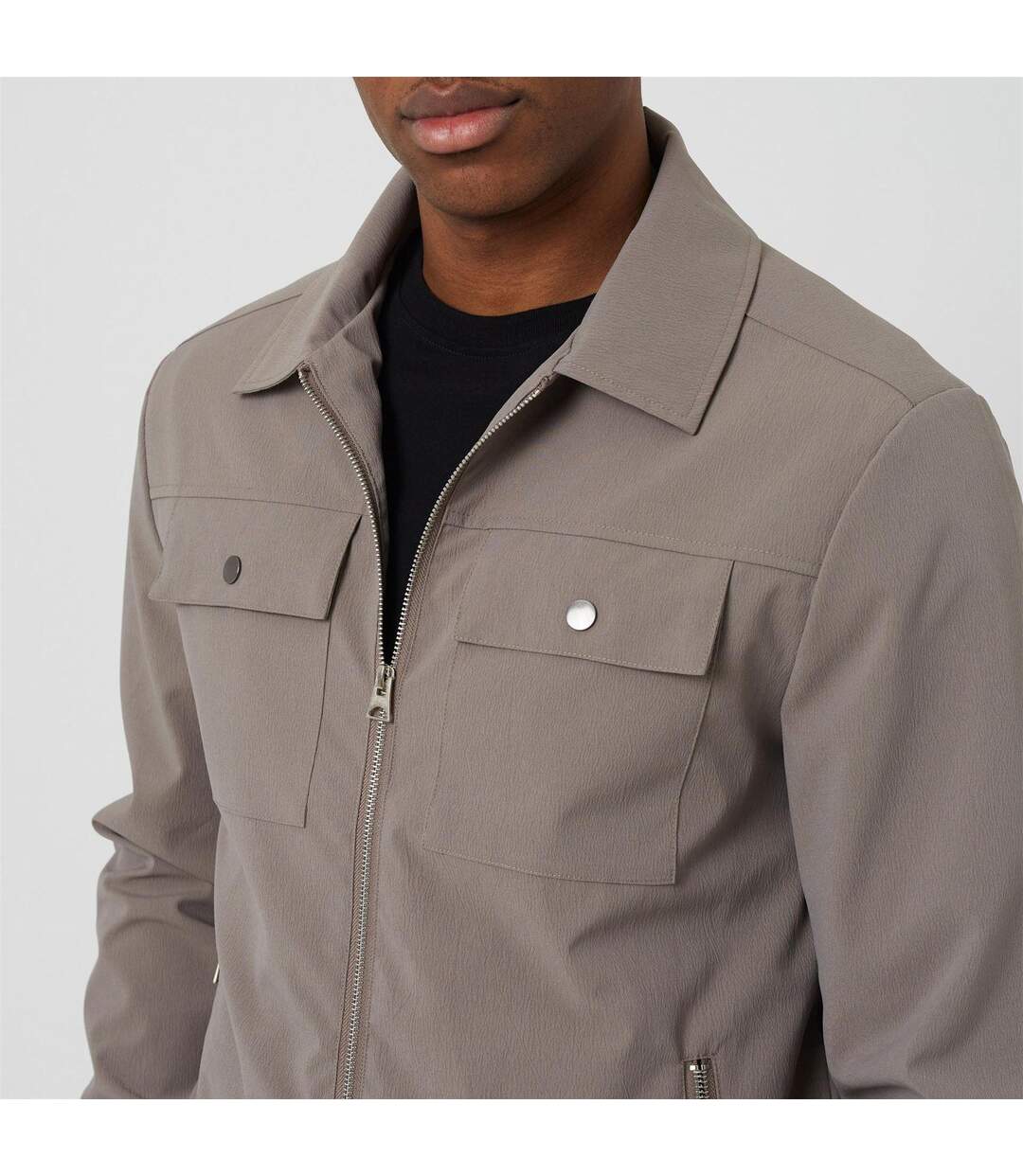 Mens Overshirt Taupe Brave Soul-3