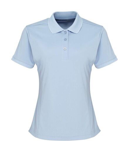 Premier Womens/Ladies Coolchecker Short Sleeve Pique Polo T-Shirt (Light Blue)