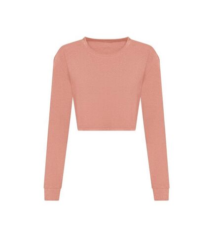 Awdis Womens/Ladies Crop Triblend Long-Sleeved T-Shirt (Dusty Pink)