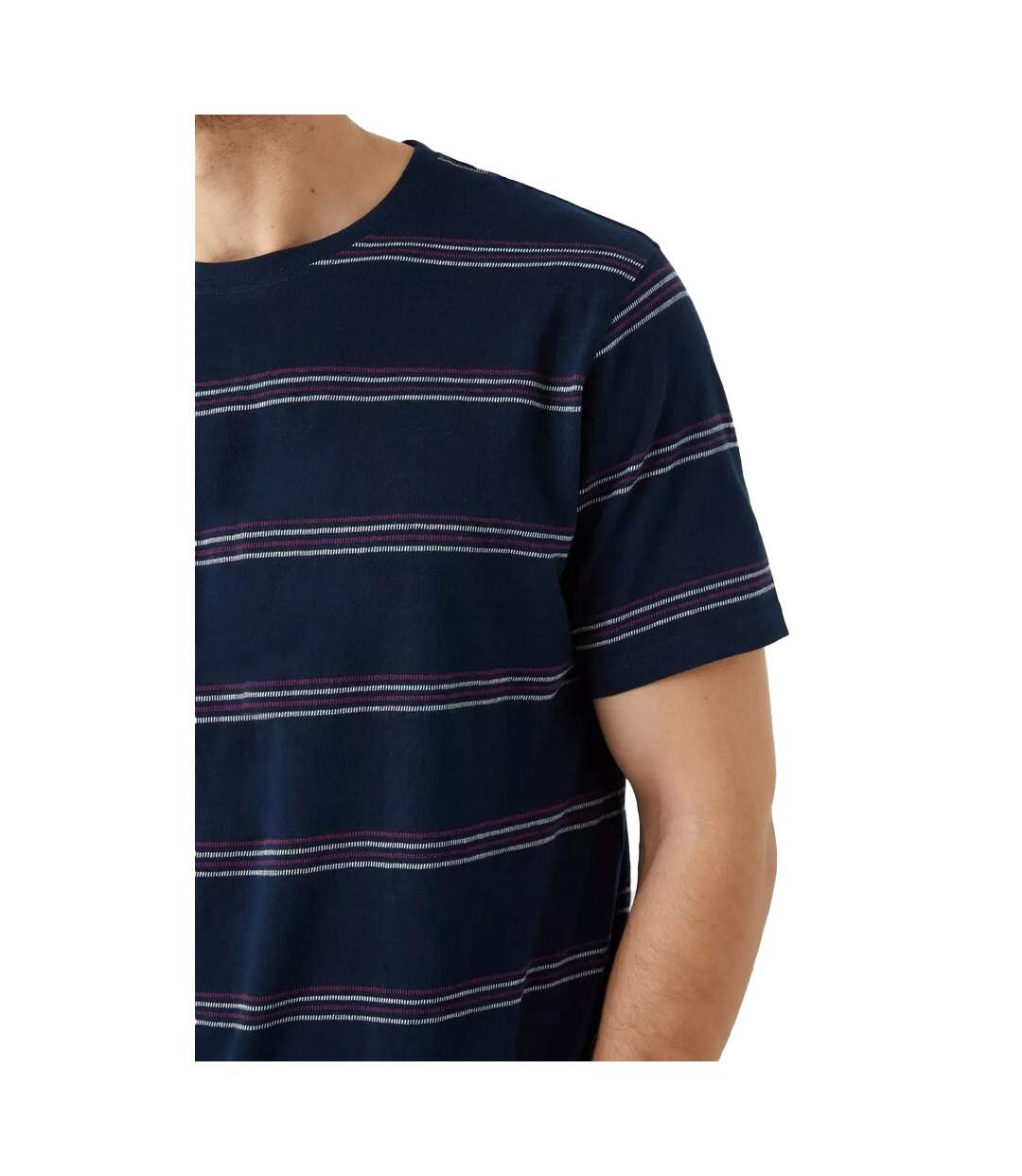 Maine Mens Broken Stripe Jacquard T-Shirt (Navy)