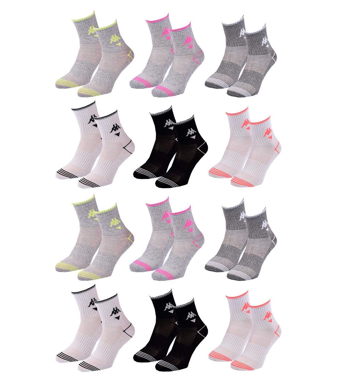 Chaussettes Femme QUARTER KAPPA Lot de 12 Pack de 12 Paires 3259-2