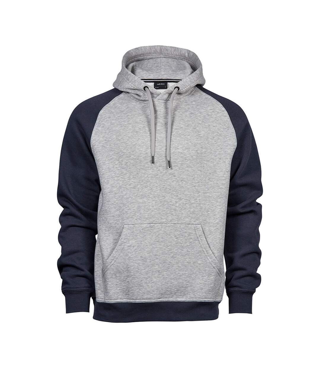 Tee Jays Mens Two Tone Raglan Hooded Sweatshirt (Heather Gray/Navy) - UTPC3428-1