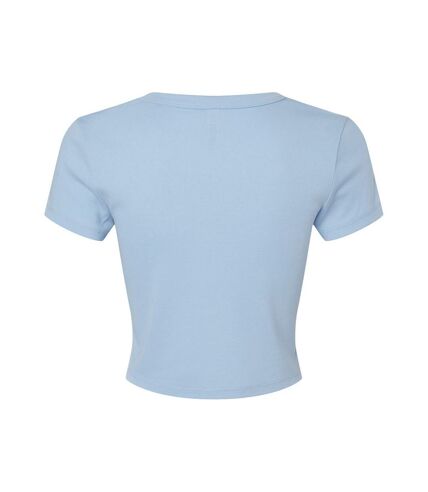 Womens/ladies micro-rib crop top solid baby blue Bella + Canvas