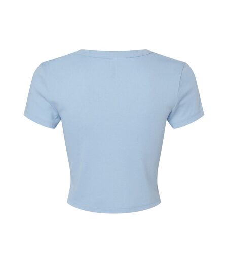 Womens/ladies micro-rib crop top solid baby blue Bella + Canvas