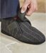 Men's Grey Sherpa-Lined Boot Slippers
