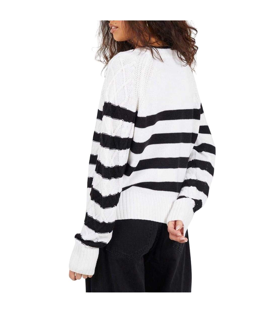 Pull Motif/style À Rayures Femme Blanc Cassé Noir Brave Soul-3